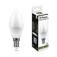 Лампа светодиодная Feron LB-570 Свеча Е14 220В 9Вт 820Лм 4000К 37х100мм картинка 